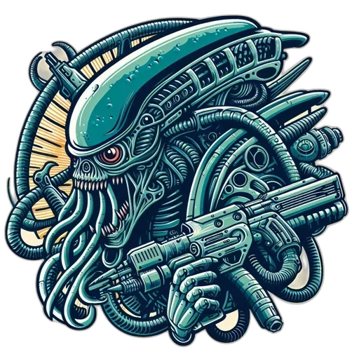 creature, robot, weapon, animal, concept art, pixel art, comic book art, cyberpunk transparent PNG cut-out