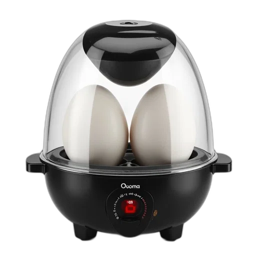 modern, electric, egg, cooker, black, silver, design, featuring transparent PNG cut-out