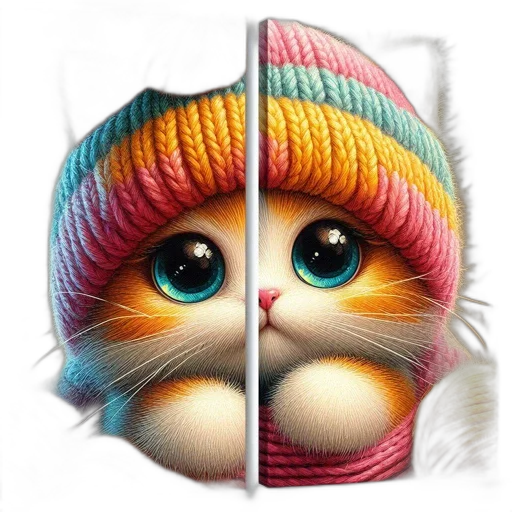 hat, photorealistic, 3d render, fantasy art, concept art, colorful, pastel, kitten transparent PNG cut-out