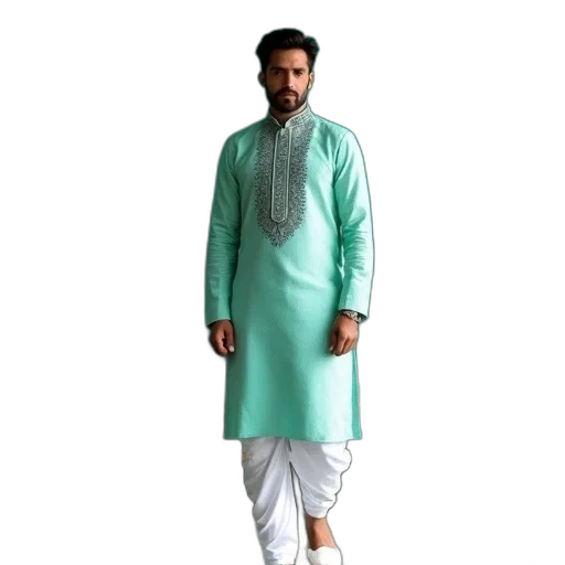 3d render, green, monochrome, pastel, blue, man, standing, room transparent PNG cut-out