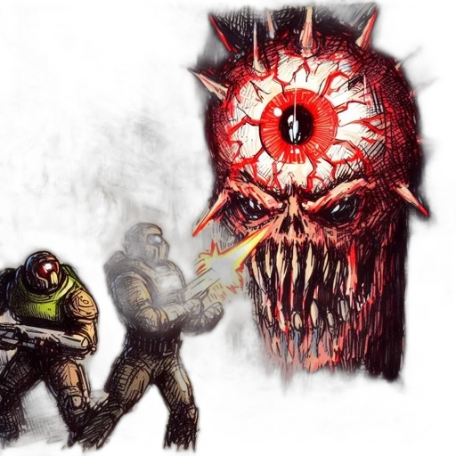 creature, concept art, comic book art, fantasy art, pixel art, darkened, dungeon, two transparent PNG cut-out