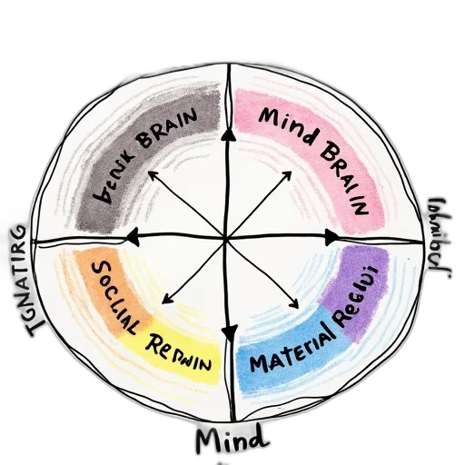 pastel, hand-drawn, diagram, circular, layout, featuring, words, transcendent transparent PNG cut-out