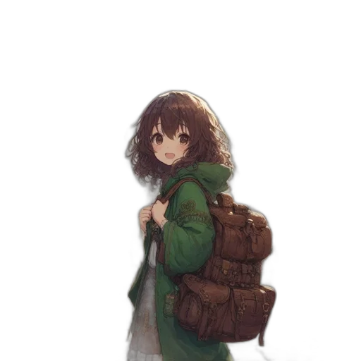 jacket, weapon, creature, umbrella, concept art, pixel art, anime, watercolor transparent PNG cut-out