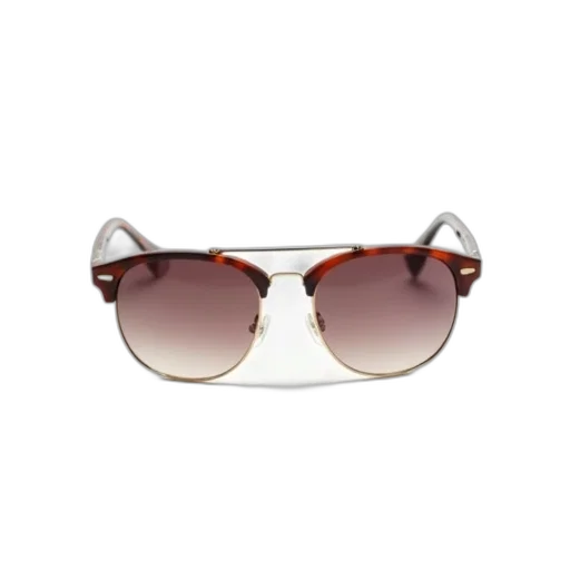 pair, sunglasses, brown, frame, white, temples, displayed, against transparent PNG cut-out
