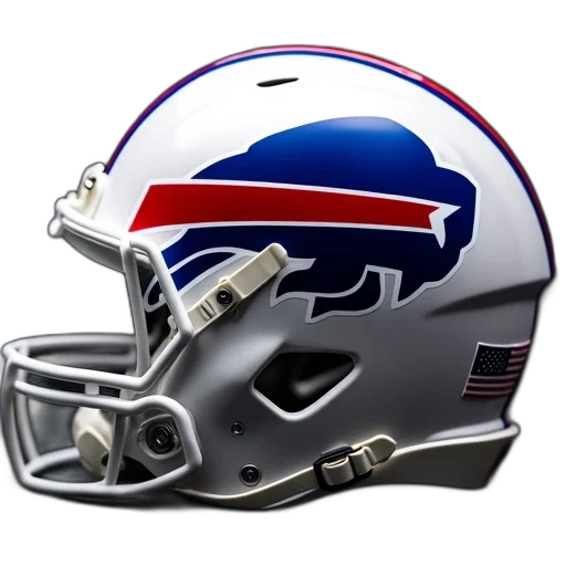 close-up, view, white, football, helmet, blue, red, buffalo transparent PNG cut-out