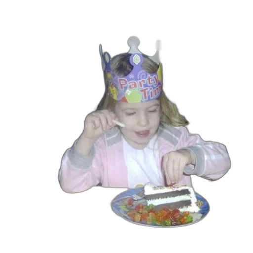 crown, hat, food, jewelry, child, wearing, party, eating transparent PNG cut-out