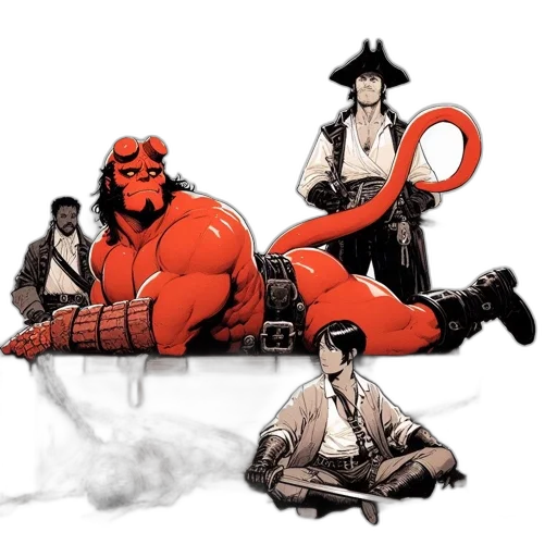 staff, comic book art, concept art, fantasy art, fire, red, hellboy, large transparent PNG cut-out