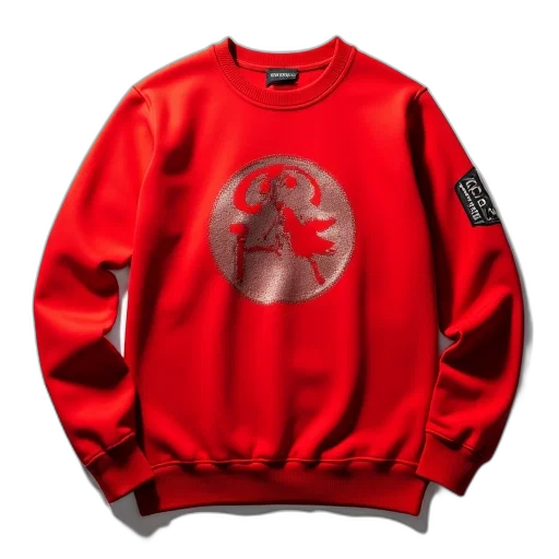 jacket, 3d render, red, sweatshirt, graphic, front, logo, left transparent PNG cut-out