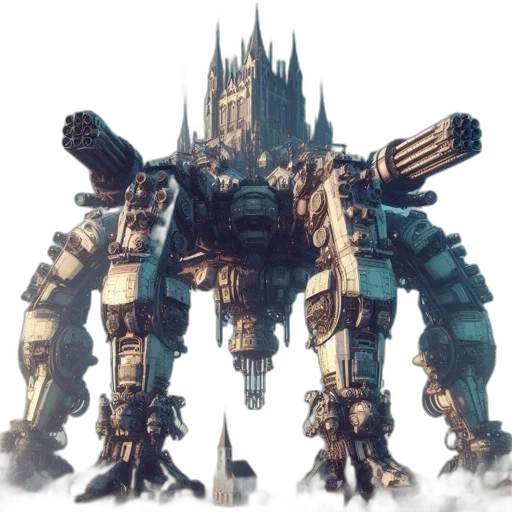 robot, weapon, dragon, concept art, fantasy art, 3d render, pixel art, imposing transparent PNG cut-out
