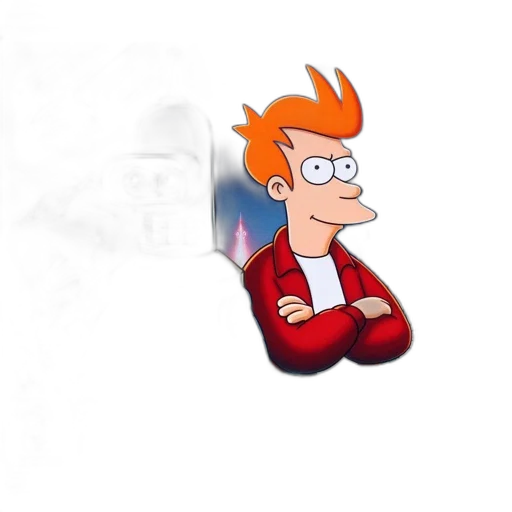 jacket, staff, robot, face, concept art, cartoon, pixel art, 3d render transparent PNG cut-out