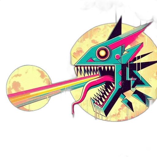 dragon, weapon, sword, staff, vaporwave, concept art, fantasy art, pixel art transparent PNG cut-out