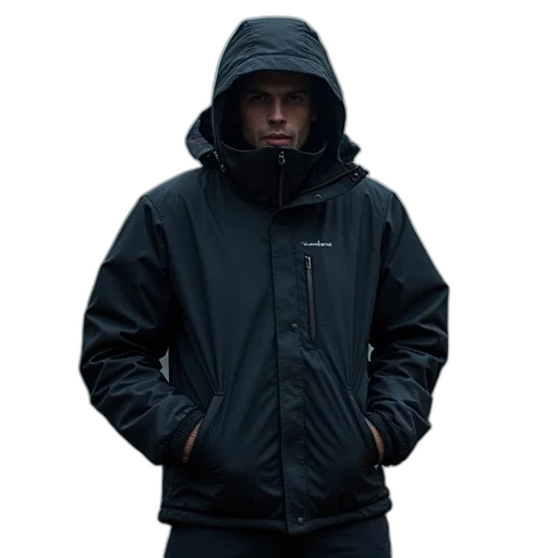 jacket, staff, face, cyberpunk transparent PNG cut-out