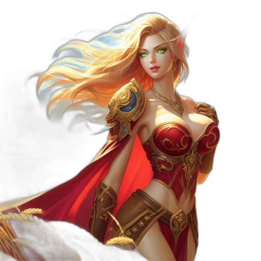 fantasy art, concept art, comic book art, pixel art, red, female, fantasy, character transparent PNG cut-out
