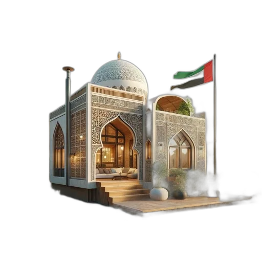 building, concept art, pixel art, 3d render, photorealistic, ornate, desert, structure transparent PNG cut-out