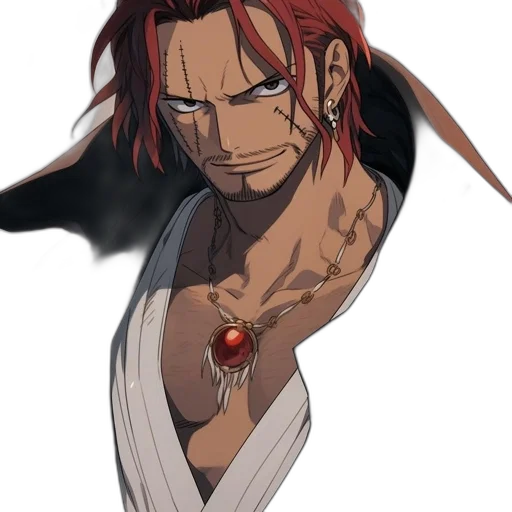 staff, anime, concept art, fantasy art, red, red-haired, character, scar transparent PNG cut-out