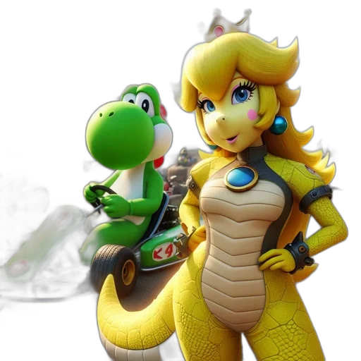 dragon, concept art, 3d render, green, female, character, yellow, hair transparent PNG cut-out
