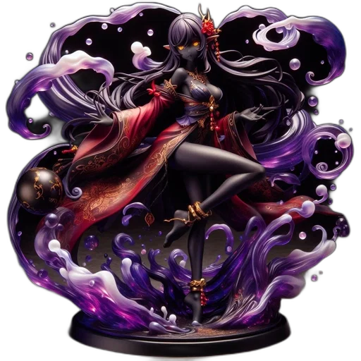 fantasy art, concept art, 3d render, dark, elaborate, figurine, portrays, standing transparent PNG cut-out