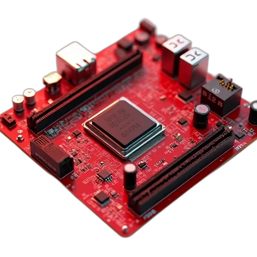 robot, crown, 3d render, red, close-up, image, motherboard, various transparent PNG cut-out