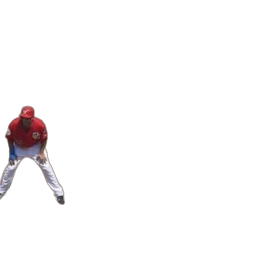 creature, baseball, player, red, uniform, stands, ready, field transparent PNG cut-out
