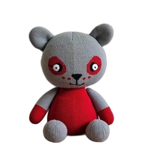 creature, animal, 3d render, concept art, plush, toy, grey, red transparent PNG cut-out