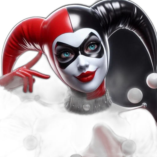 mask, comic book art, concept art, fantasy art, photorealistic, harley, quinn-like, character transparent PNG cut-out
