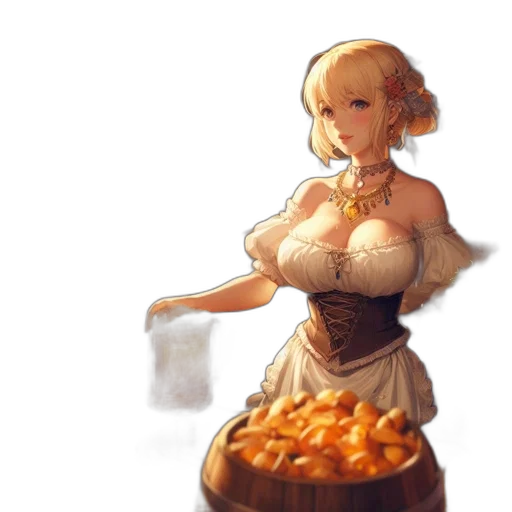 dress, food, staff, crown, concept art, fantasy art, pixel art, oil painting transparent PNG cut-out
