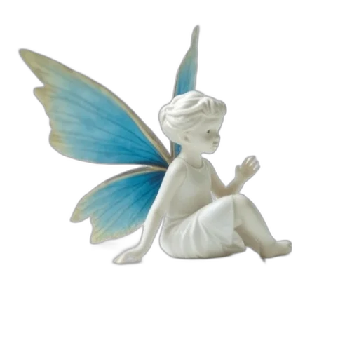 3d render, concept art, fantasy art, white, fairy, figurine, blue, wings transparent PNG cut-out