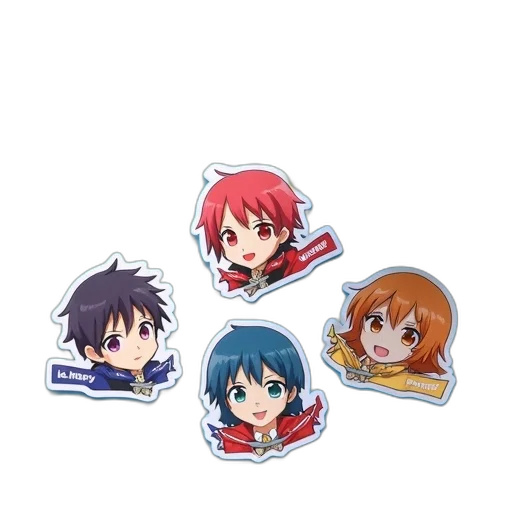 anime, pixel art, red, collection, four, colorful, character, stickers transparent PNG cut-out