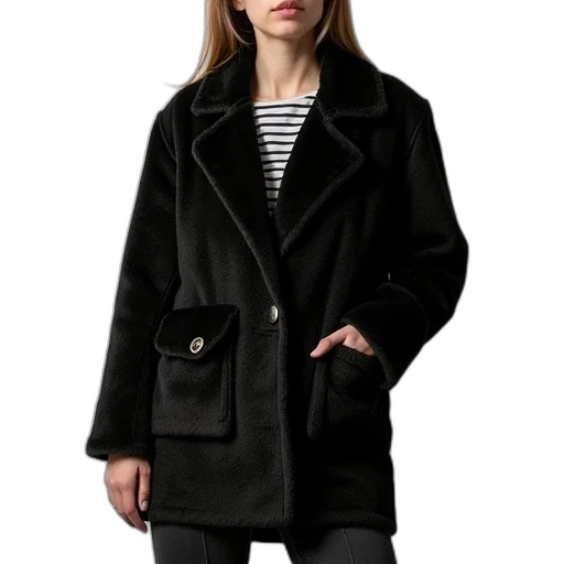jacket, photorealistic, monochrome, dark, womens, plus, size, black transparent PNG cut-out