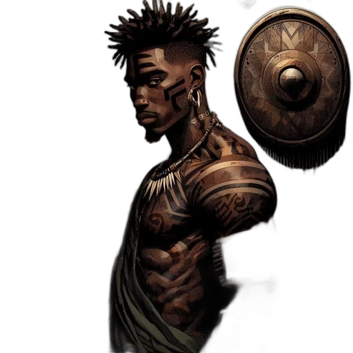 concept art, comic book art, fantasy art, photorealistic, ancient, warrior, wearing, traditional transparent PNG cut-out