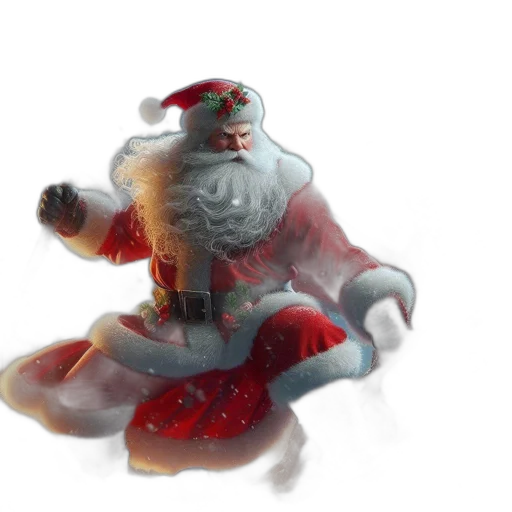 concept art, 3d render, photorealistic, fantasy art, santa, claus, holding, menacing transparent PNG cut-out