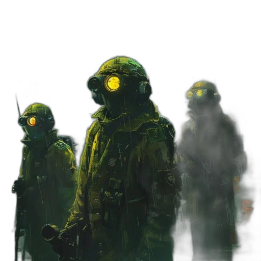 jacket, mask, robot, creature, concept art, cyberpunk, fantasy art, pixel art transparent PNG cut-out