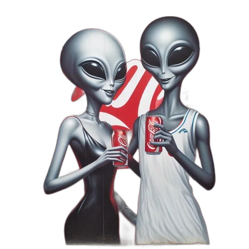 mask, concept art, outer space, three, alien, characters, hold, coca-cola transparent PNG cut-out