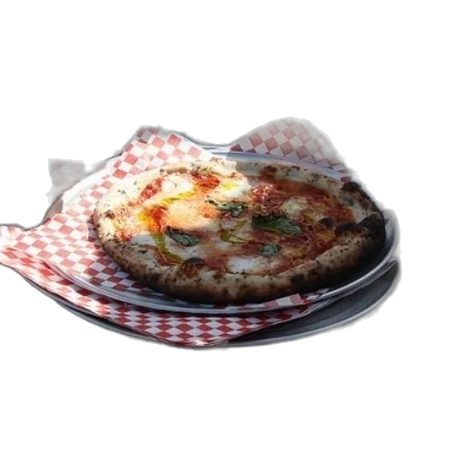 food, 3d render, photorealistic, pizza, sits, red, white, checkered transparent PNG cut-out