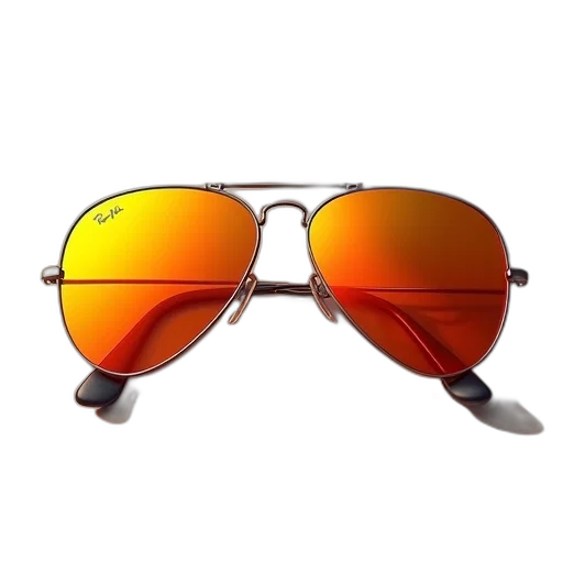 3d render, neon, colorful, golden, ray, ban, sunglasses, aviator transparent PNG cut-out