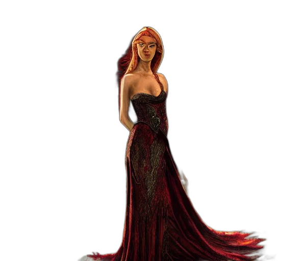 dress, fantasy art, concept art, 3d render, comic book art, red, half, elf transparent PNG cut-out