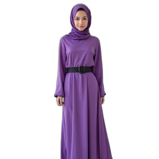 dress, dark, monochrome, colorful, woman, wearing, purple, hijab transparent PNG cut-out