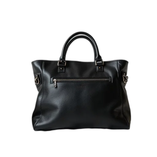 black, leather, bag, zipper, closure, placed, white, tufted transparent PNG cut-out