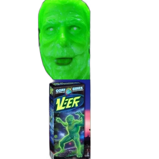 creature, mask, face, bottle, neon lights, outer space, green, collection transparent PNG cut-out