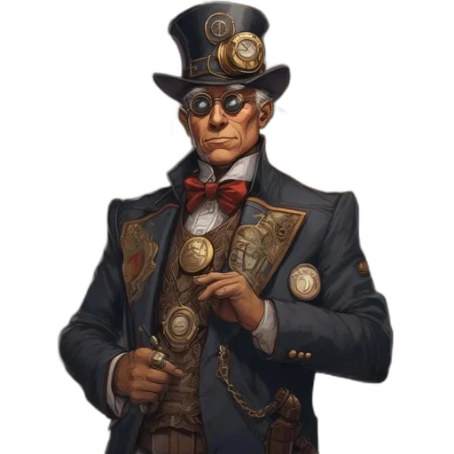 staff, hat, jacket, concept art, fantasy art, comic book art, cartoon, dark transparent PNG cut-out