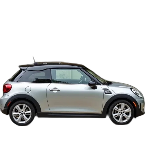 car, 3d render, photorealistic, silver, compact, parked, front, house transparent PNG cut-out