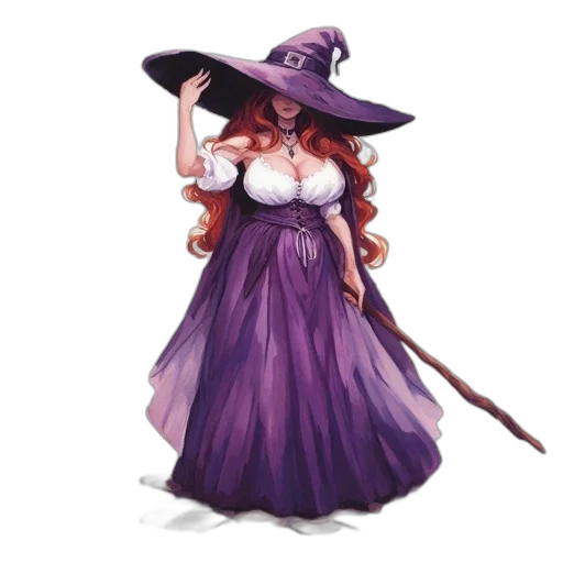 dress, staff, hat, concept art, fantasy art, pixel art, 3d render, portrait transparent PNG cut-out