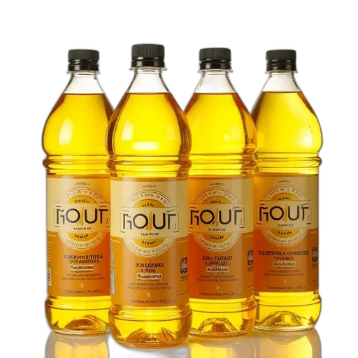 bottle, food, golden, four, pack, gout, premium, sunflower transparent PNG cut-out