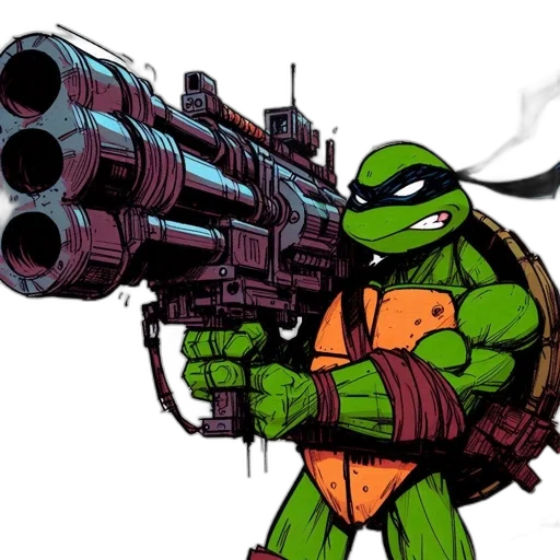 weapon, animal, concept art, comic book art, cartoon, pixel art, leonardo, teenage transparent PNG cut-out