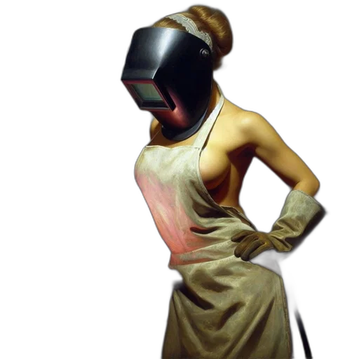 dress, mask, robot, hat, concept art, 3d render, cyberpunk, oil painting transparent PNG cut-out