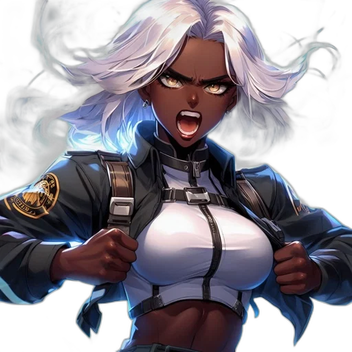 jacket, concept art, comic book art, cyberpunk, anime, dark, animated, female transparent PNG cut-out