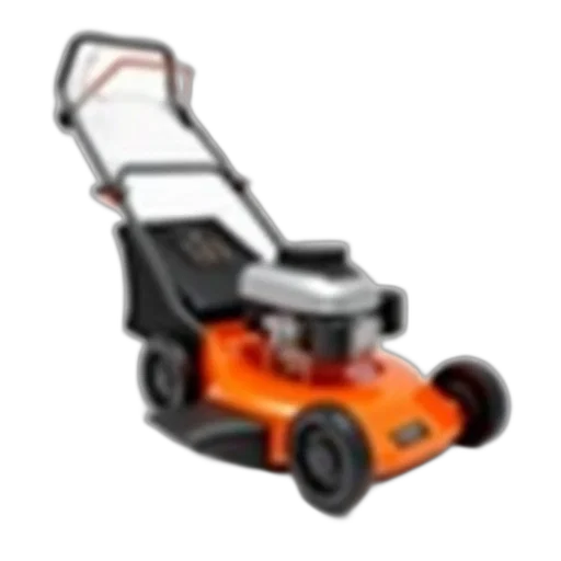 robot, car, 3d render, small, orange, lawn, mower, black transparent PNG cut-out