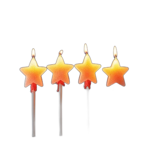 staff, 3d render, four, light, party, candles, star, shape transparent PNG cut-out