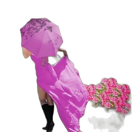 umbrella, dress, flower, staff transparent PNG cut-out