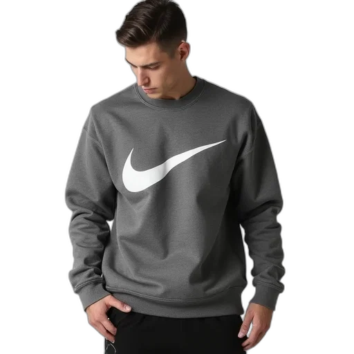 jacket, 3d render, monochrome, dark, nike, sportswear, crew, sweatshirt transparent PNG cut-out